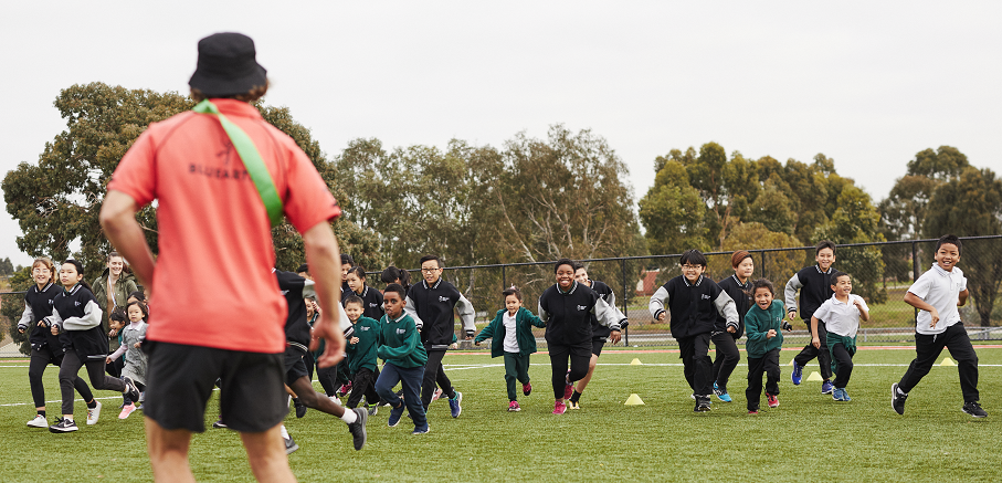 Children running outside